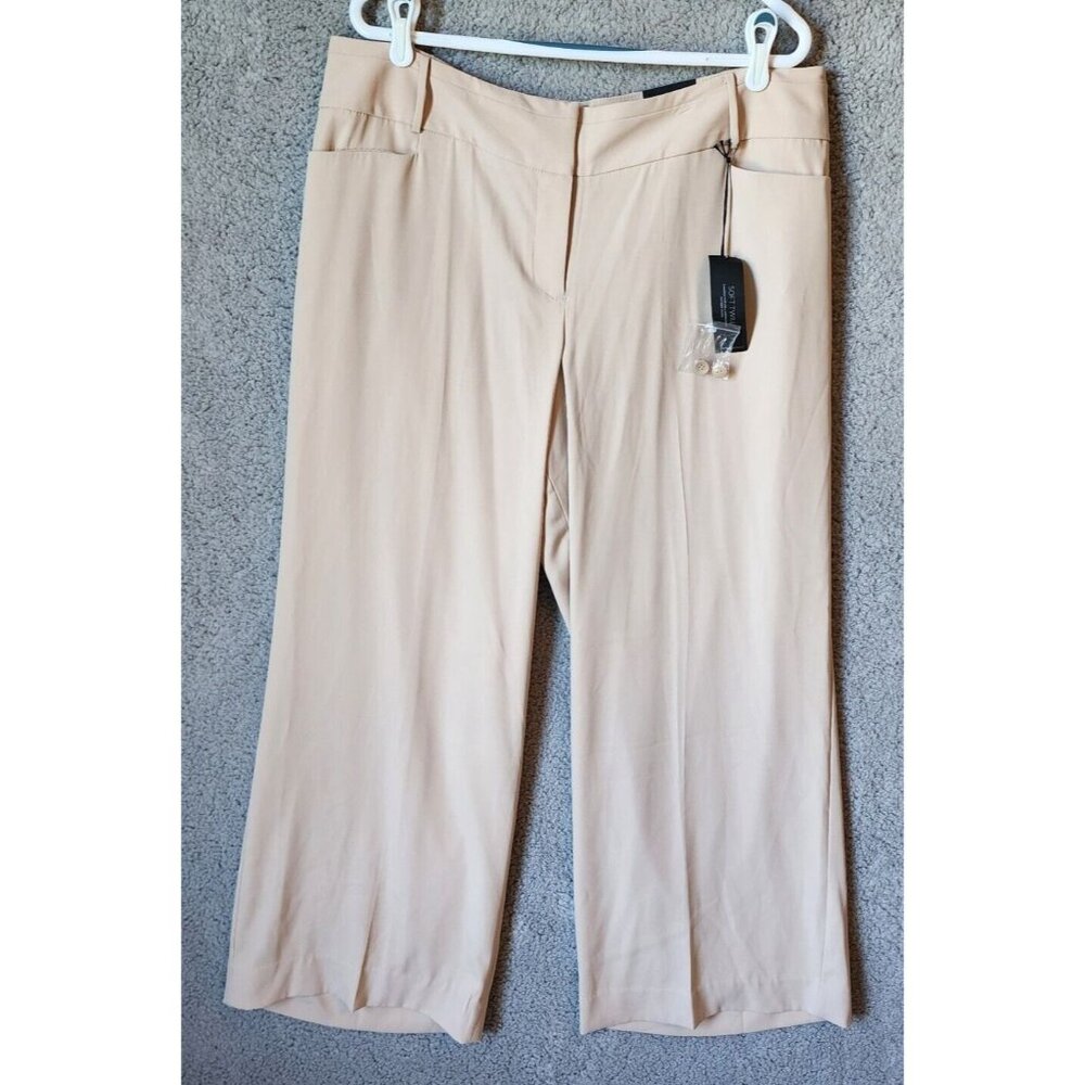 NEW Lane Bryant The Lena Moderately Curvy Fit Wide Leg Trouser Pants Beige Sz 18